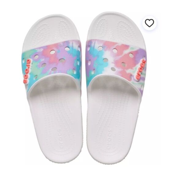 Crocs | Classic Tie Dye Multi Color Graphic Slides M 3 W 5 - Picture 1 of 10
